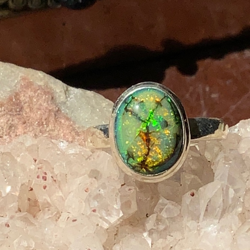 STERLING OPAL 925 STERLING SILVER RING, SIZE 6.5
